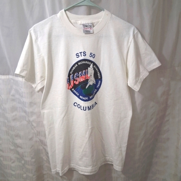 Nasa Other - Vintage NASA Columbia Shuttle T-shirt 50th Mission USML Astronats White Medium